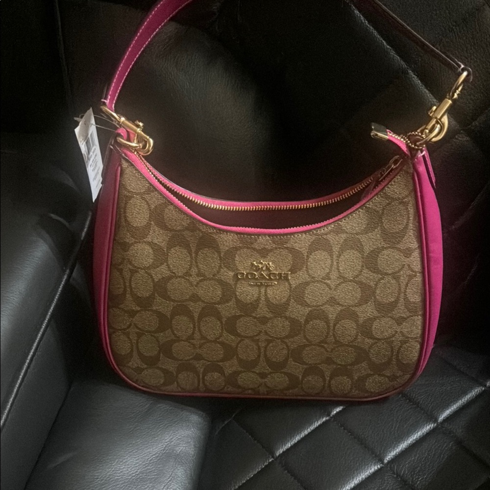 Coach Brown and Pink Shoulder Bag